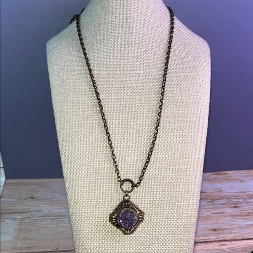 Pentti Sarpaneva Bronze Amethyst Kelo Necklace Brutalist